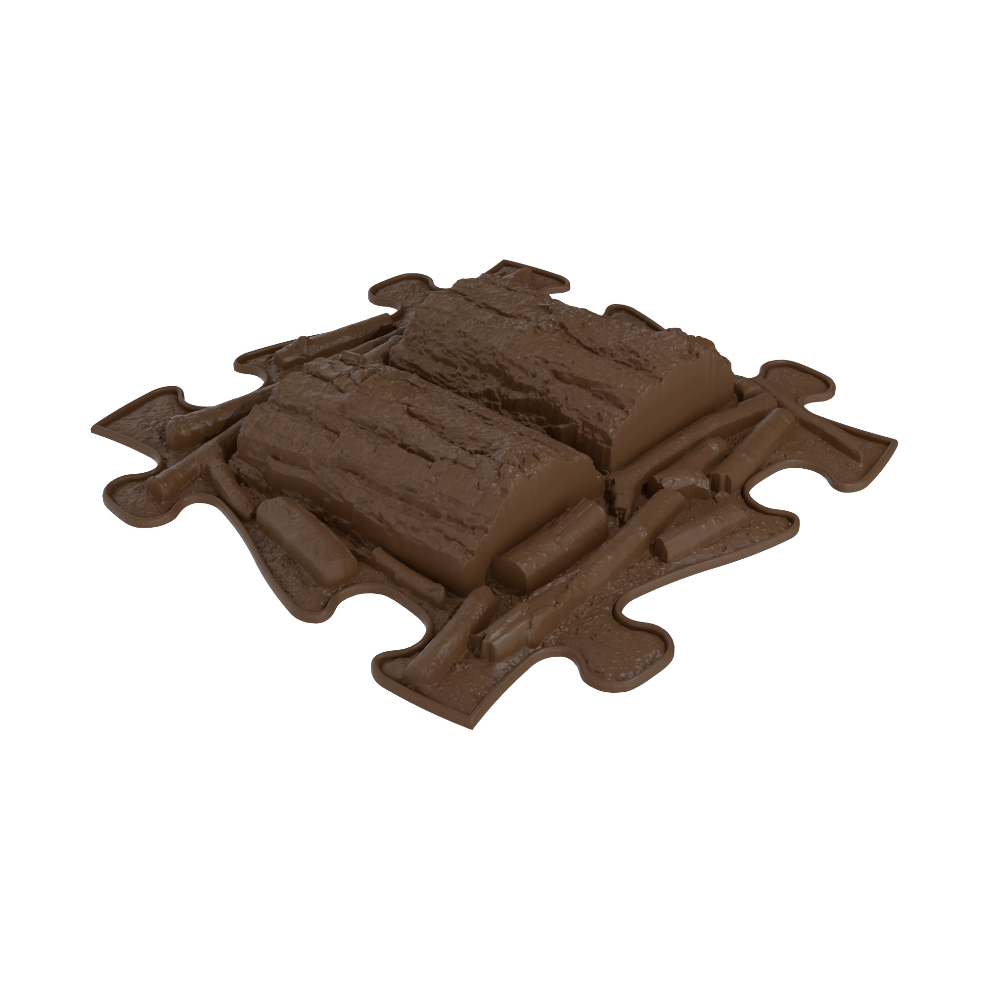 Muffik logs sensory playmat tile in dark brown colour